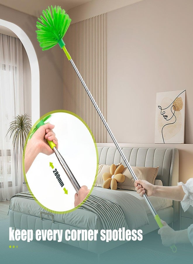 CALBEAU Microfiber Duster with Extension Pole 30 to 100'', Bendable Reusable Washable Feather Dusters for Cleaning High Ceiling Fan, Cobweb, Blinds, Keyboard, Furniture & Cars, Green Gift for Women (11 PCS) - Image 5